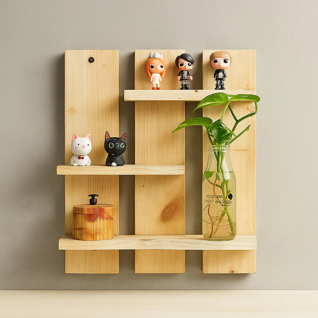 Modern Lightweight Wooden Wall Shelf – Decorative Multi-Level Floating Storage Rack