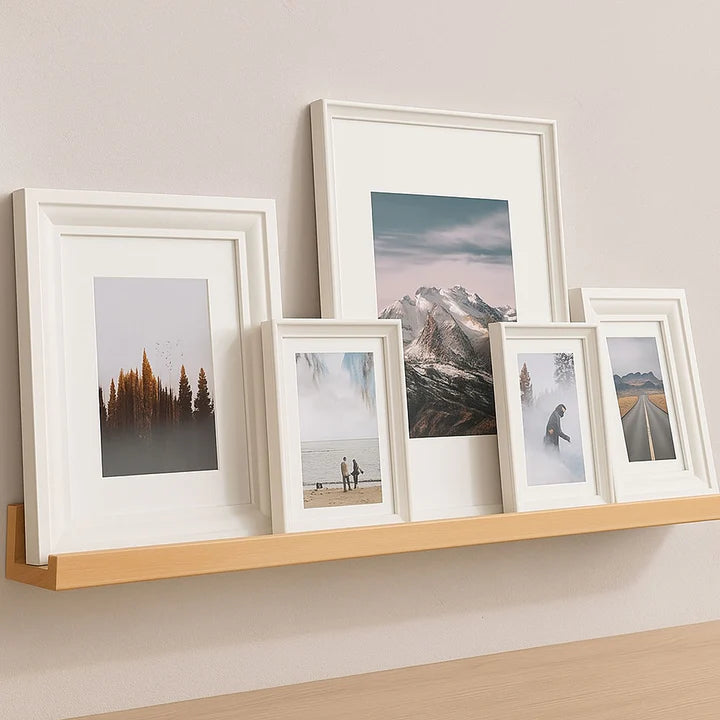 Modern Lightweight Wooden Picture Ledge Shelf – Floating Photo Frame Display Wall Shelf
