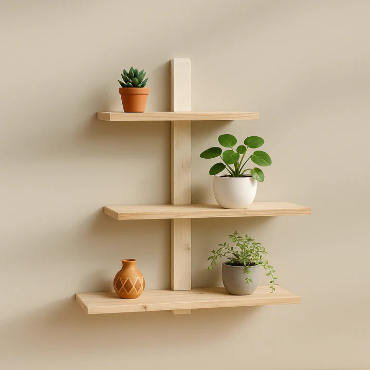 Modern Lightweight Wooden 3-Tier Floating Wall Shelf