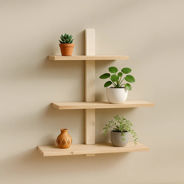 Modern Lightweight Wooden 3-Tier Floating Wall Shelf