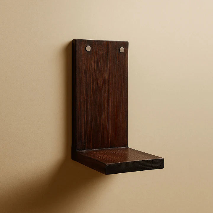 Modern Dark Walnut Wooden Wall Plant Shelf Set – Floating Hydroponic Display Shelves