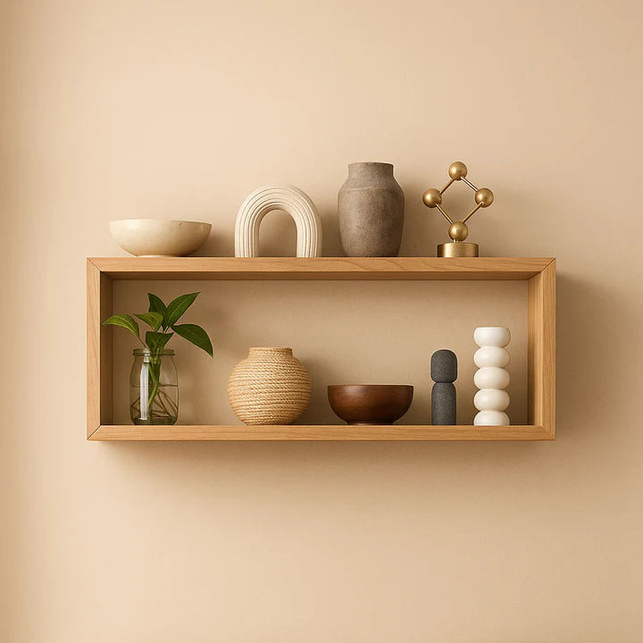 Modern Lightweight Wooden Floating Box Wall Shelf – Minimalist Display Storage Shelf