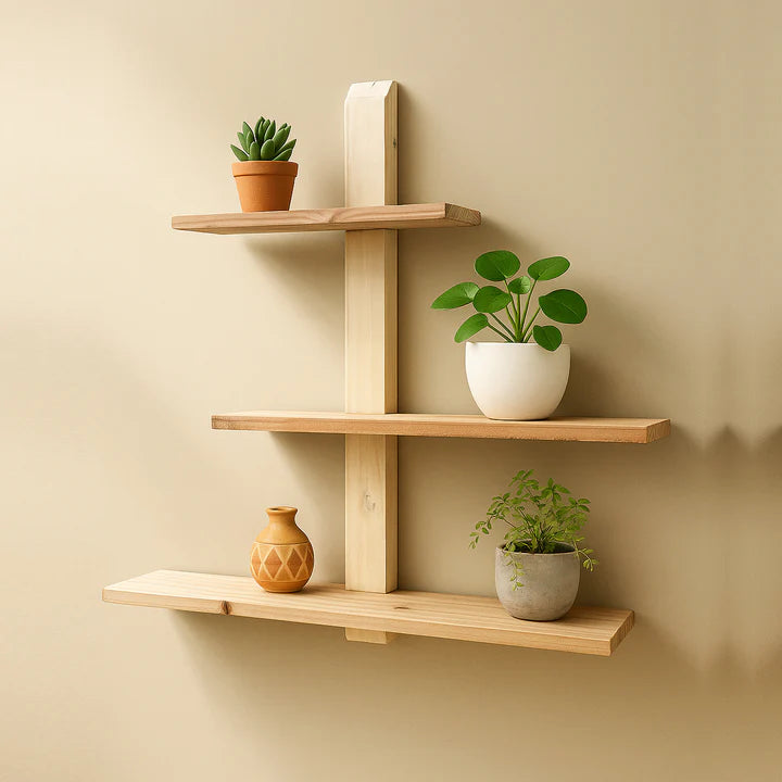 Modern Lightweight Wooden 3-Tier Floating Wall Shelf