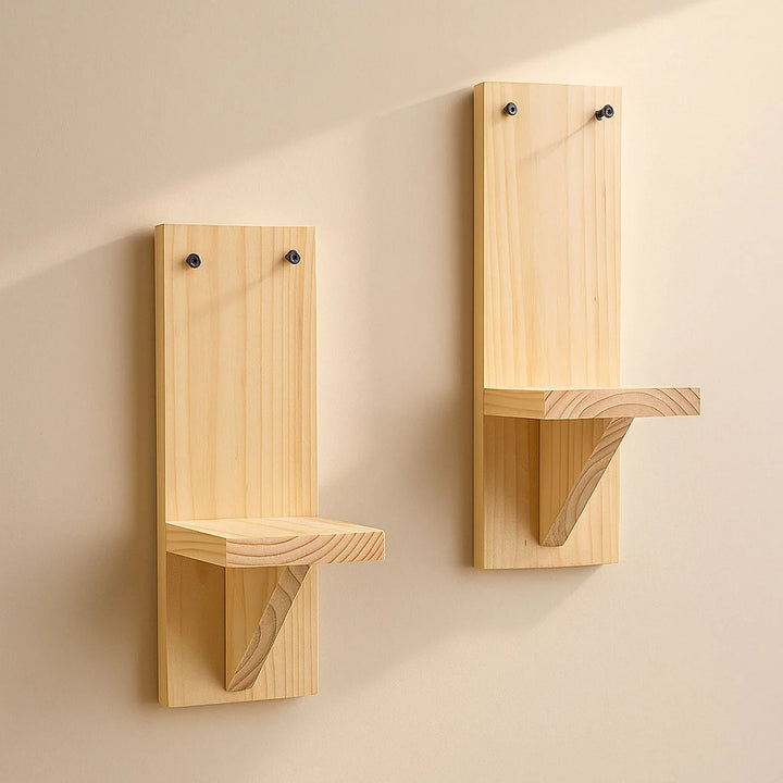 Modern Lightweight Wooden Wall Plant Shelf Set – Floating Indoor Planter Display Shelves