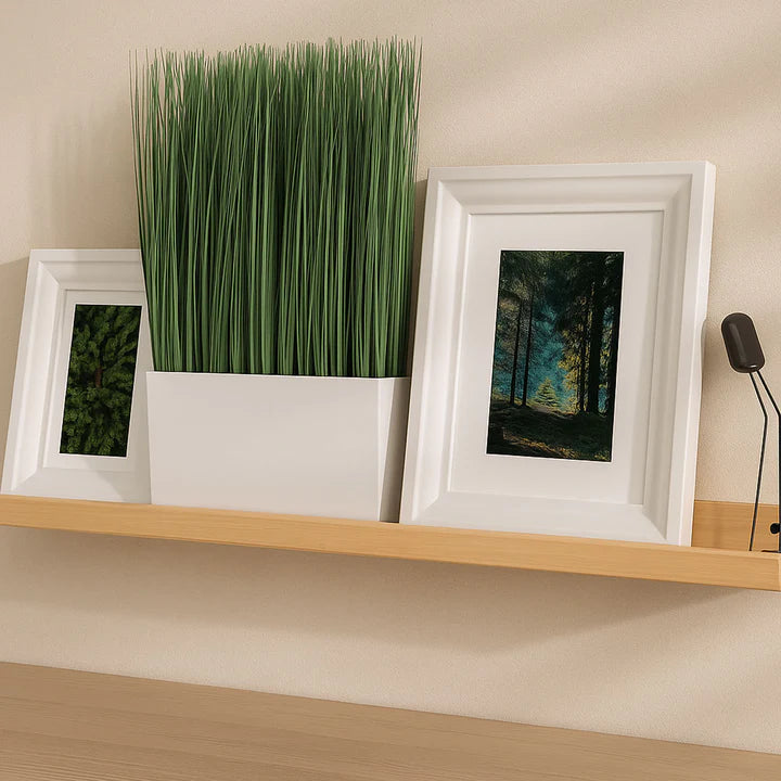 Modern Lightweight Wooden Picture Ledge Shelf – Floating Photo Frame Display Wall Shelf