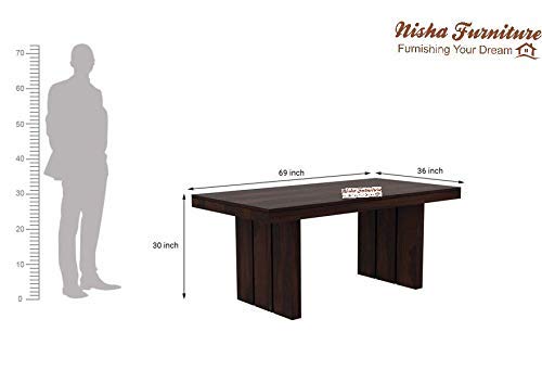 Solid Sheesham Wood 6 Seater Dining Table Set with Bench