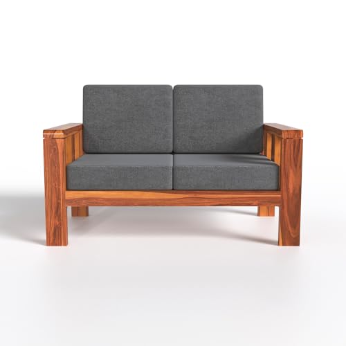 Solid Sheesham Wood 2 Seater Sofa | Honey Finish