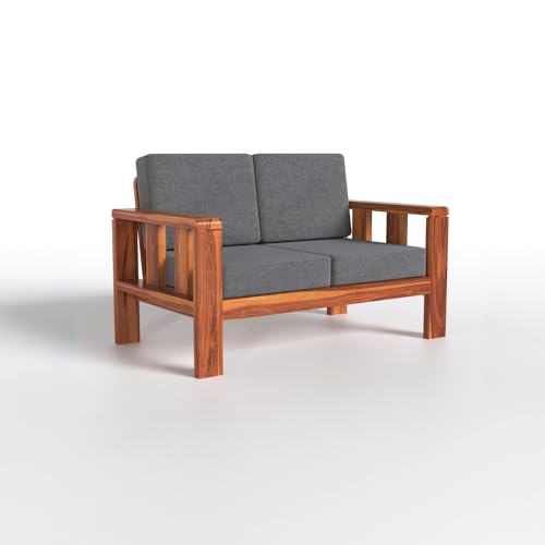 Solid Sheesham Wood 2 Seater Sofa | Honey Finish