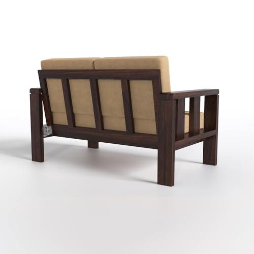 Solid Sheesham Wood Sofa Set | 3+2+1 Seater Living Room Furniture with Cushions | Walnut