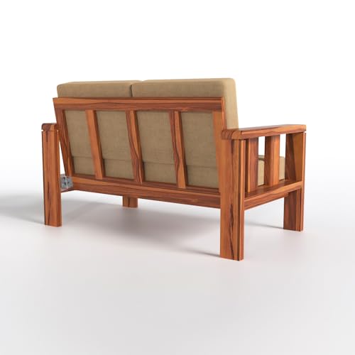 Nisha Furniture Solid Sheesham Wood 2 Seater Sofa | Natural Finish