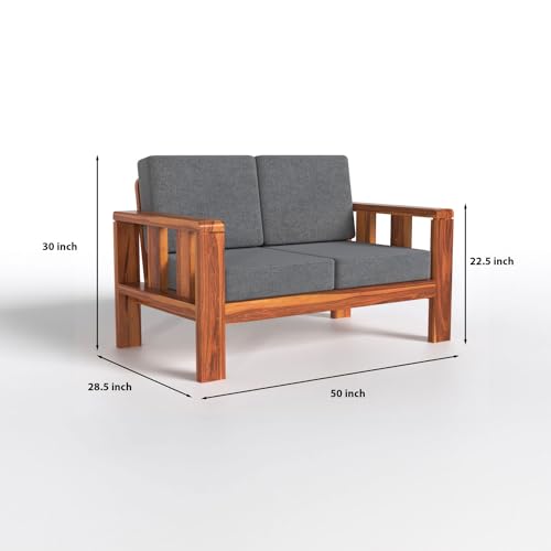 Solid Sheesham Wood 2 Seater Sofa | Honey Finish