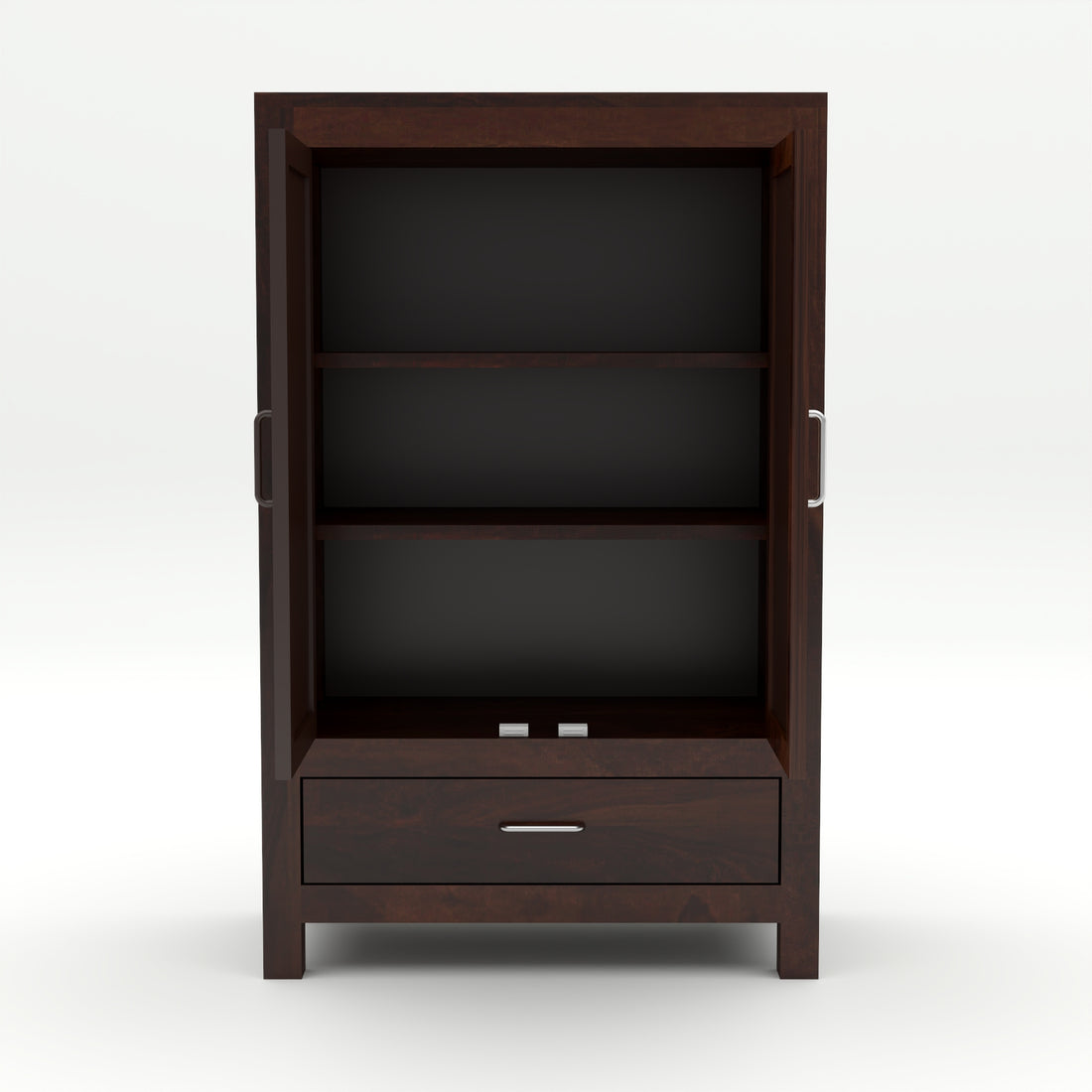 Solid Sheesham Wood Cabinet with Rattan Cane Doors & Drawer – Modern Storage Furniture