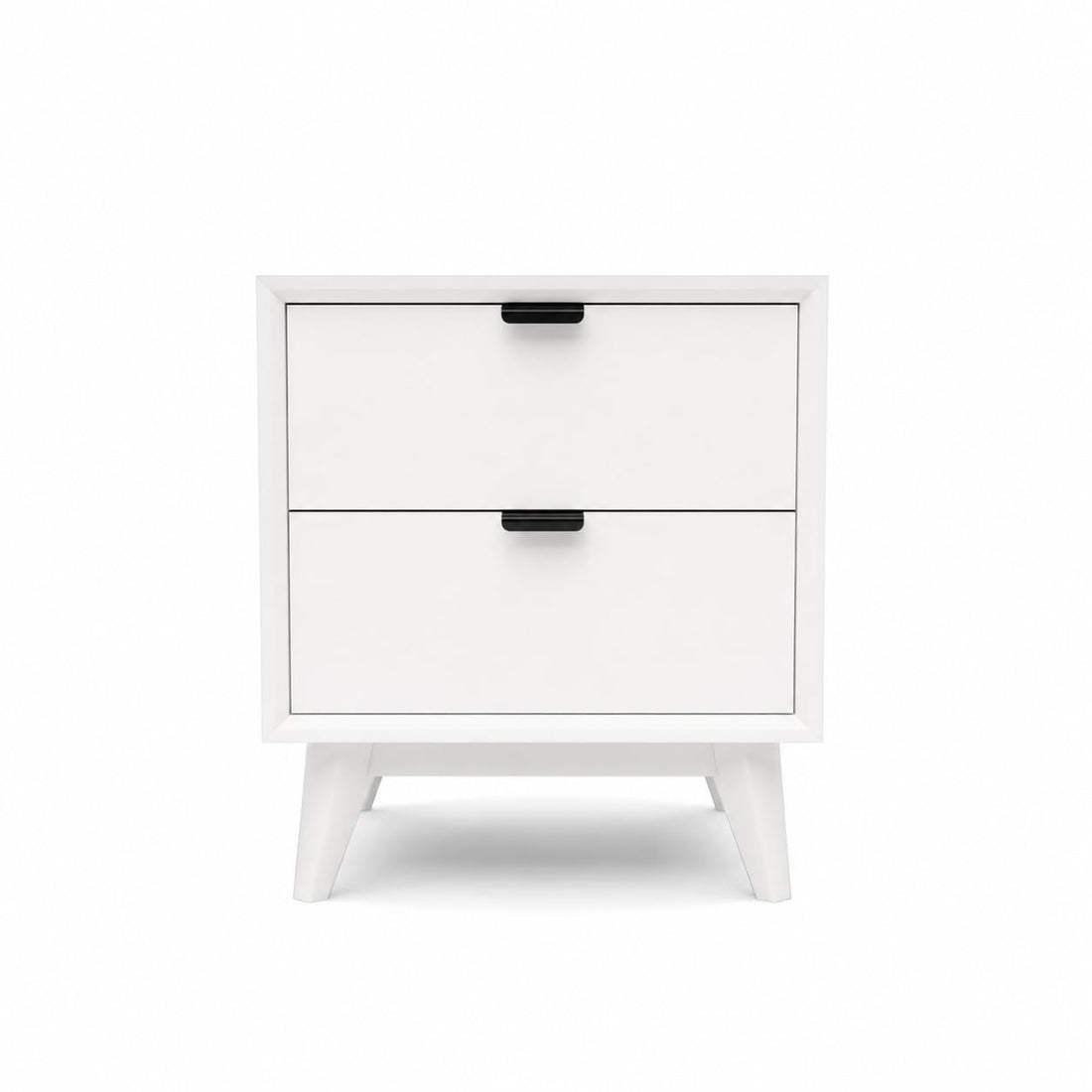 Modern 2 Drawer Bedside Table for Bedroom | Wooden Nightstand with Storage | White Finish