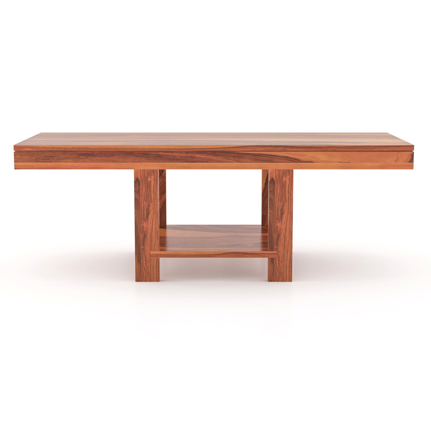 Nisha Furniture Sheesham Wood Coffee Table with 2 Cushioned Stools | Living Room