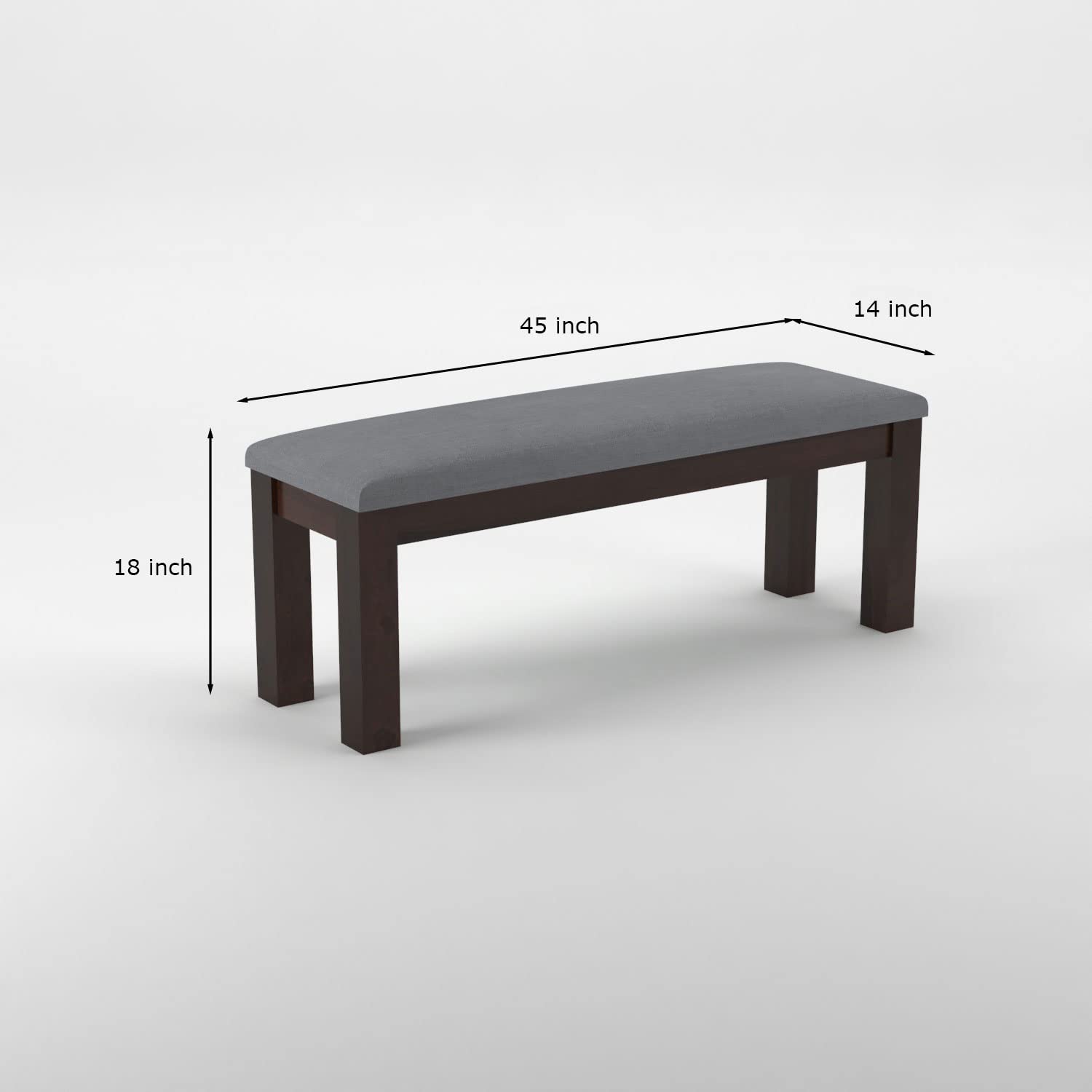 Solid Wood Upholstered Bench for Living Room, Bedroom & Entryway | Modern Wooden Bench Seat