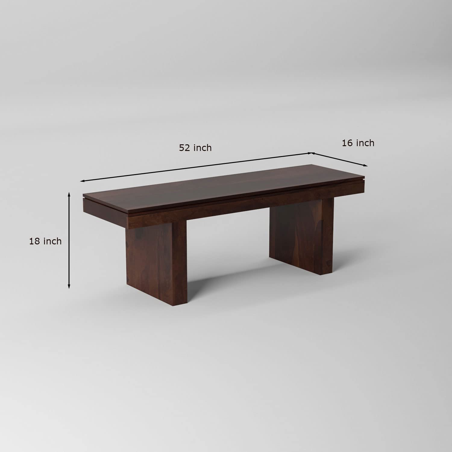 Nisha Furniture Solid Sheesham Wood Bench in Walnut Finish