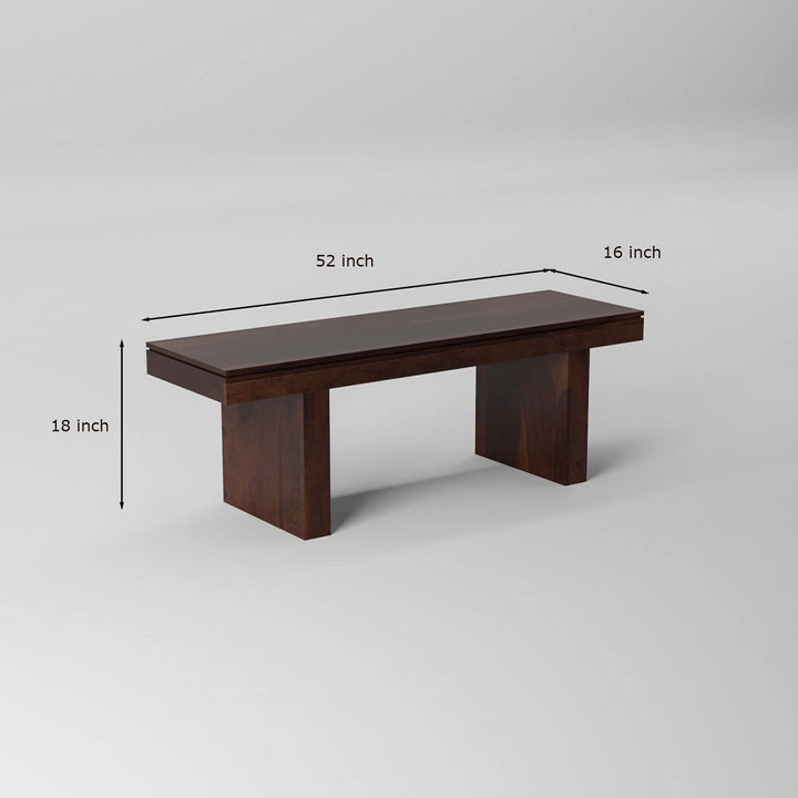 Nisha Furniture Solid Sheesham Wood Bench in Walnut Finish