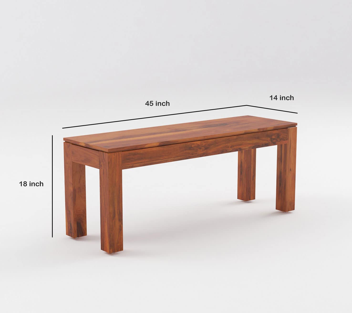 Solid Sheesham Wood 6 Seater Dining Table Set with Bench & Chairs