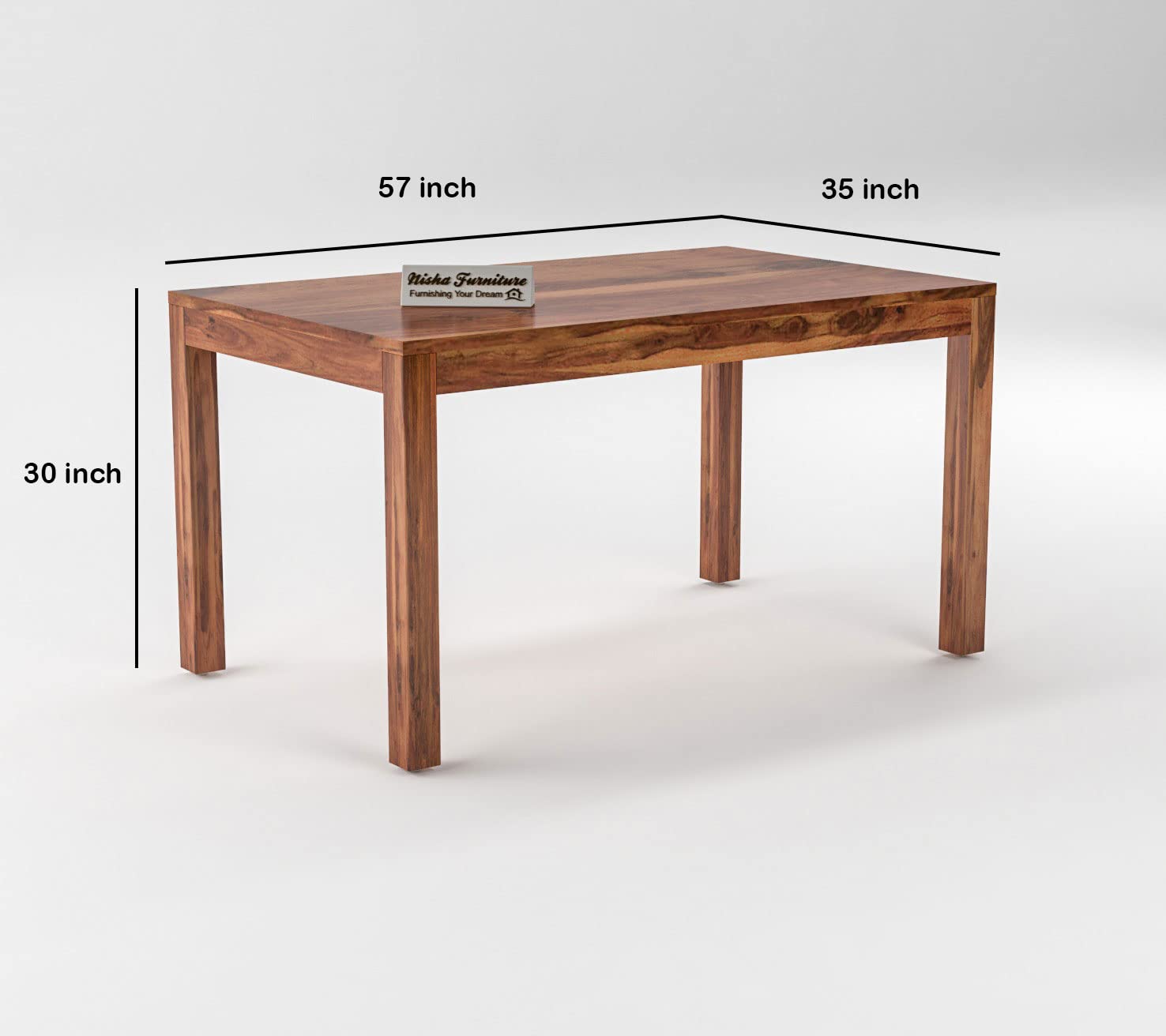 Solid Sheesham Wood 6 Seater Dining Table Set with Upholstered Bench