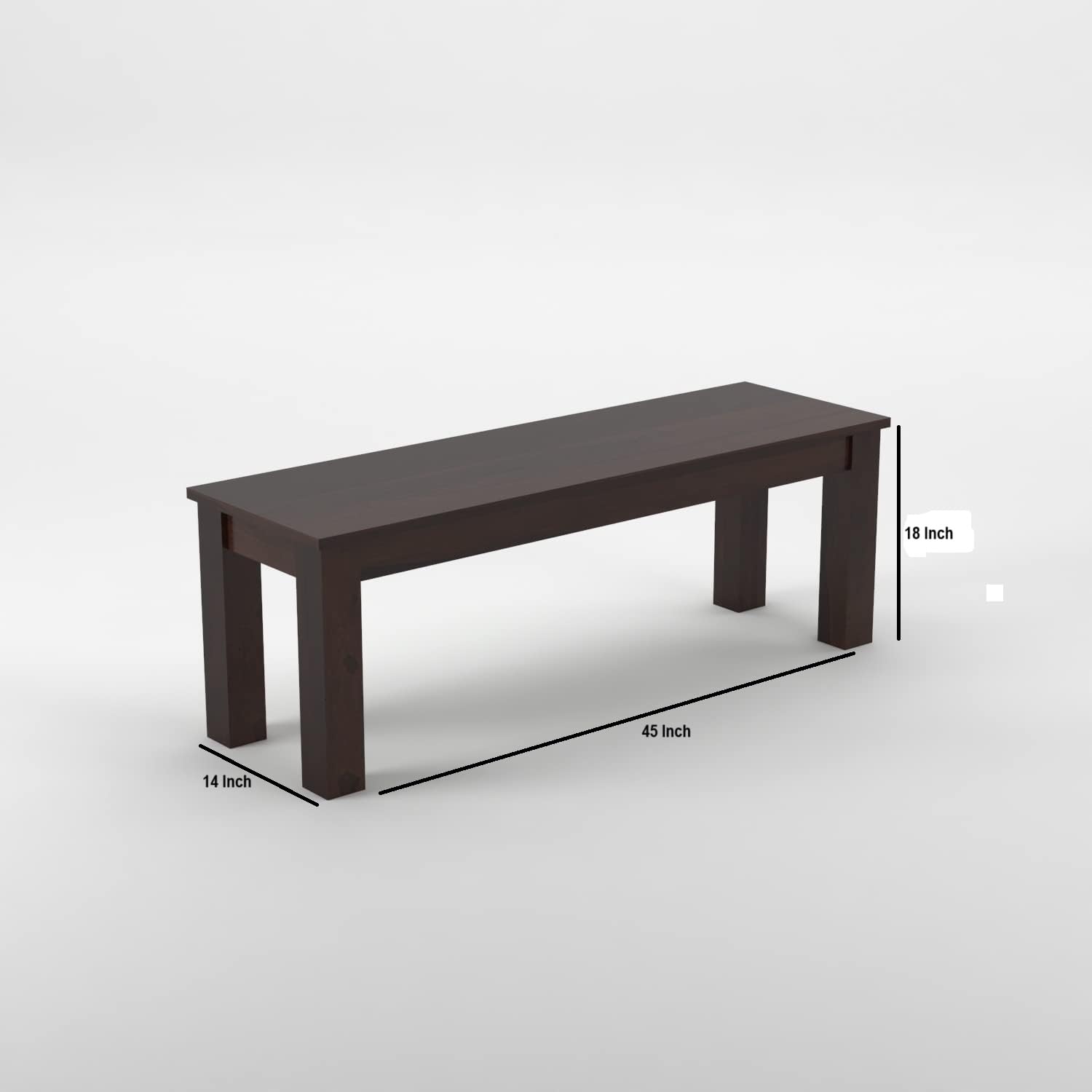 Solid Sheesham Wood Bench for Living Room, Bedroom & Dining | Modern Wooden Seating Bench