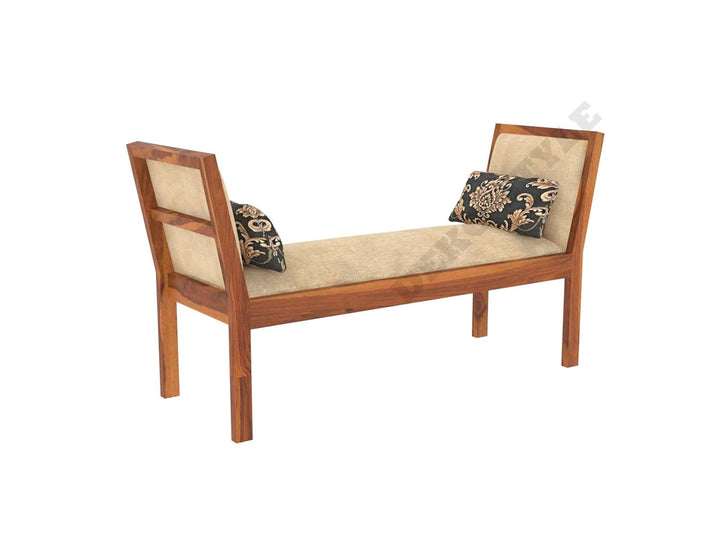 Nisha Furniture Solid Sheesham Wood Bench with Cushion | Modern Wooden