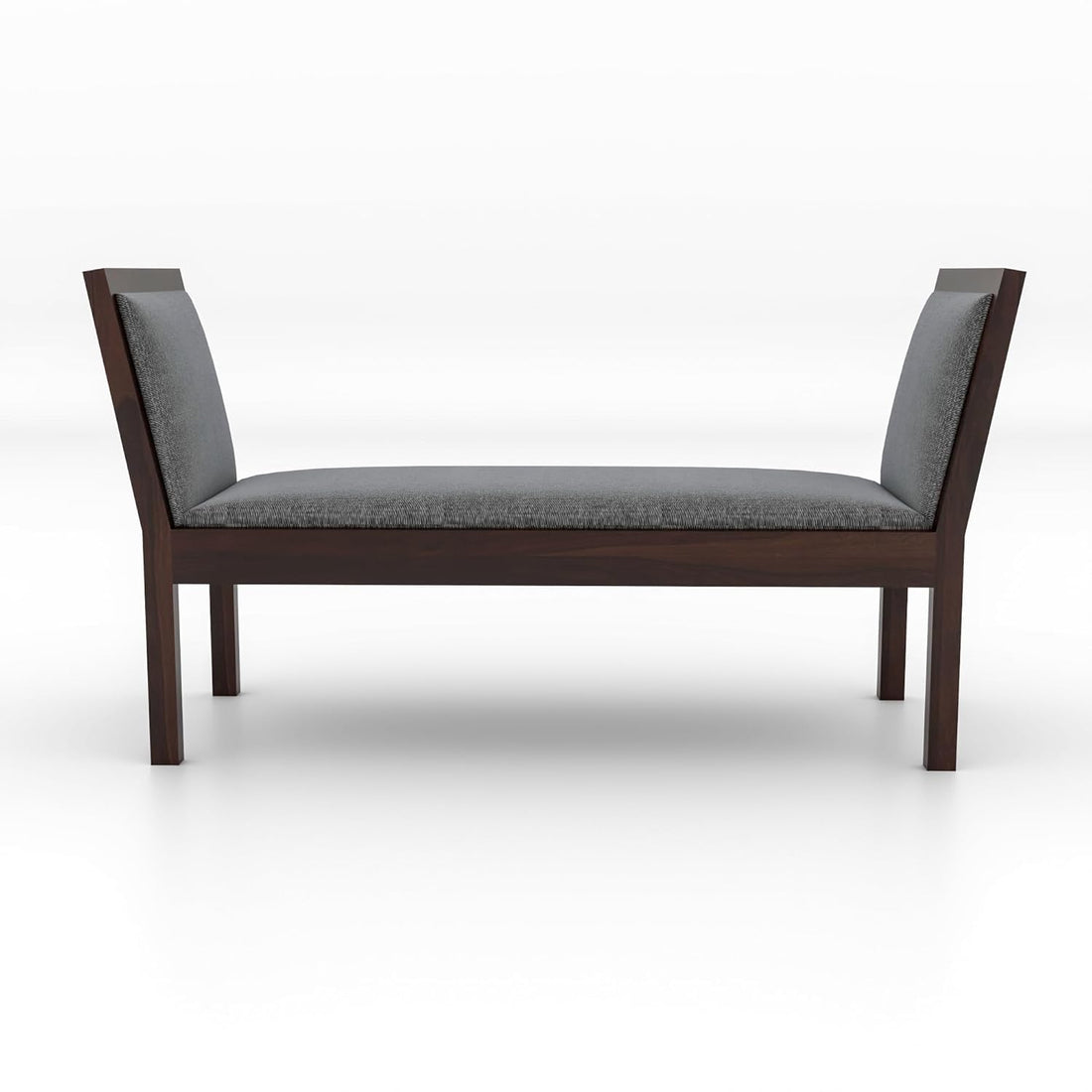 Solid Sheesham Wood Upholstered Bench | Modern Bedroom & Entryway Bench | Walnut