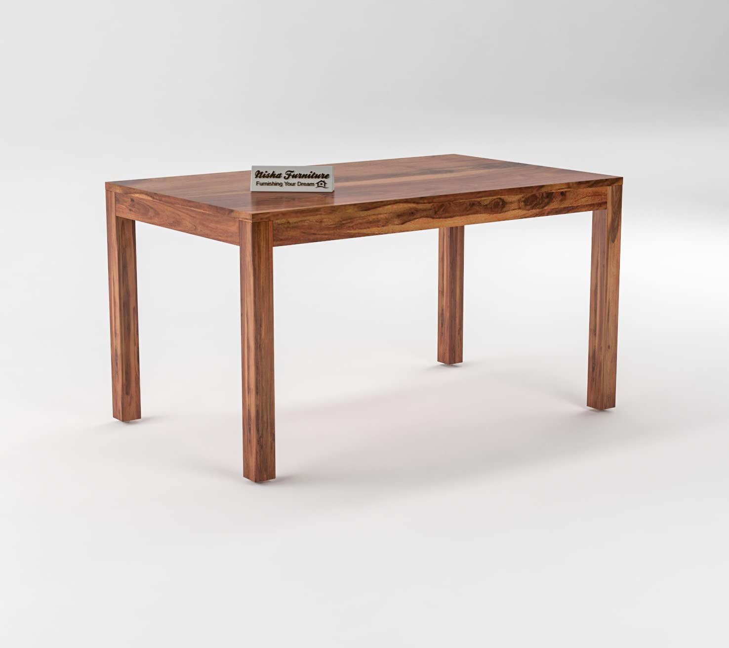 Solid Sheesham Wood 6 Seater Dining Table Set with Upholstered Bench