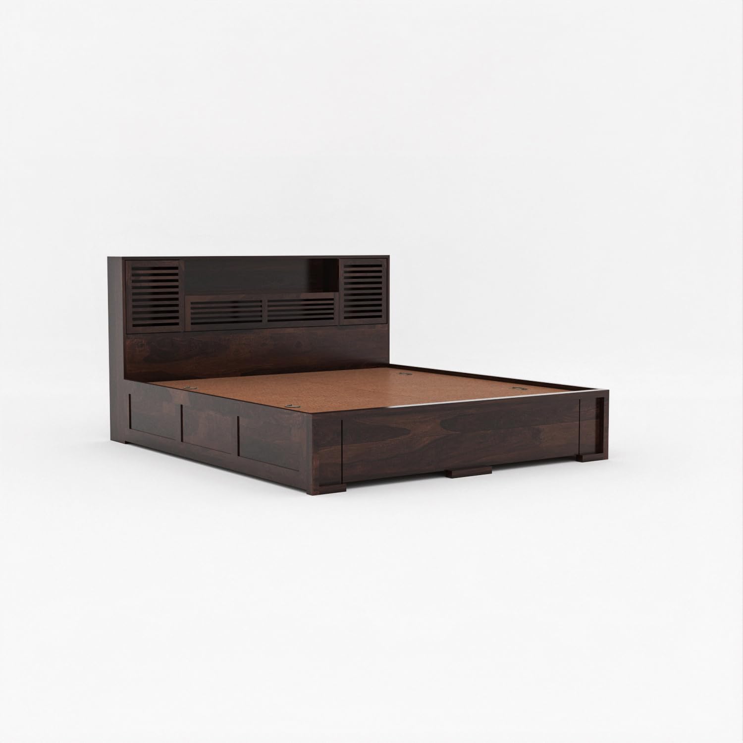 Nisha Furniture Solid Sheesham Wood Platform Bed with Storage
