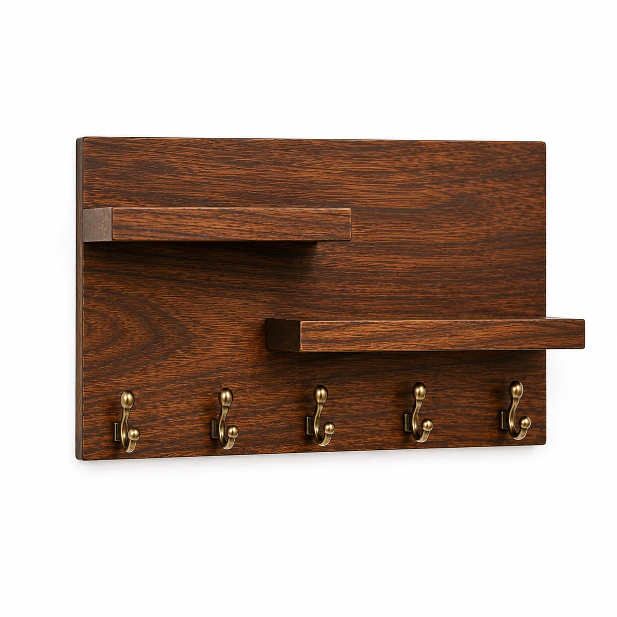 Modern Wooden Wall Mounted Key Holder Rack with Mobile & Wallet Shelf