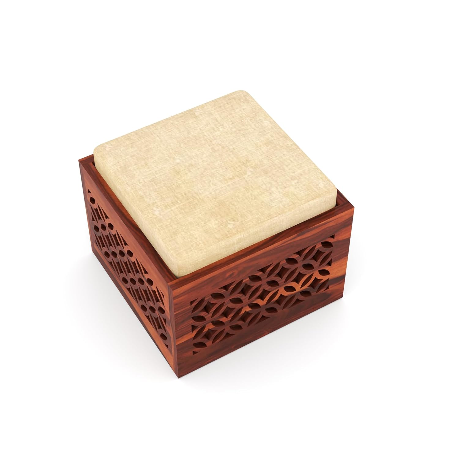 Nisha Furniture Coffee Table with 2 Designer Cushioned Stools