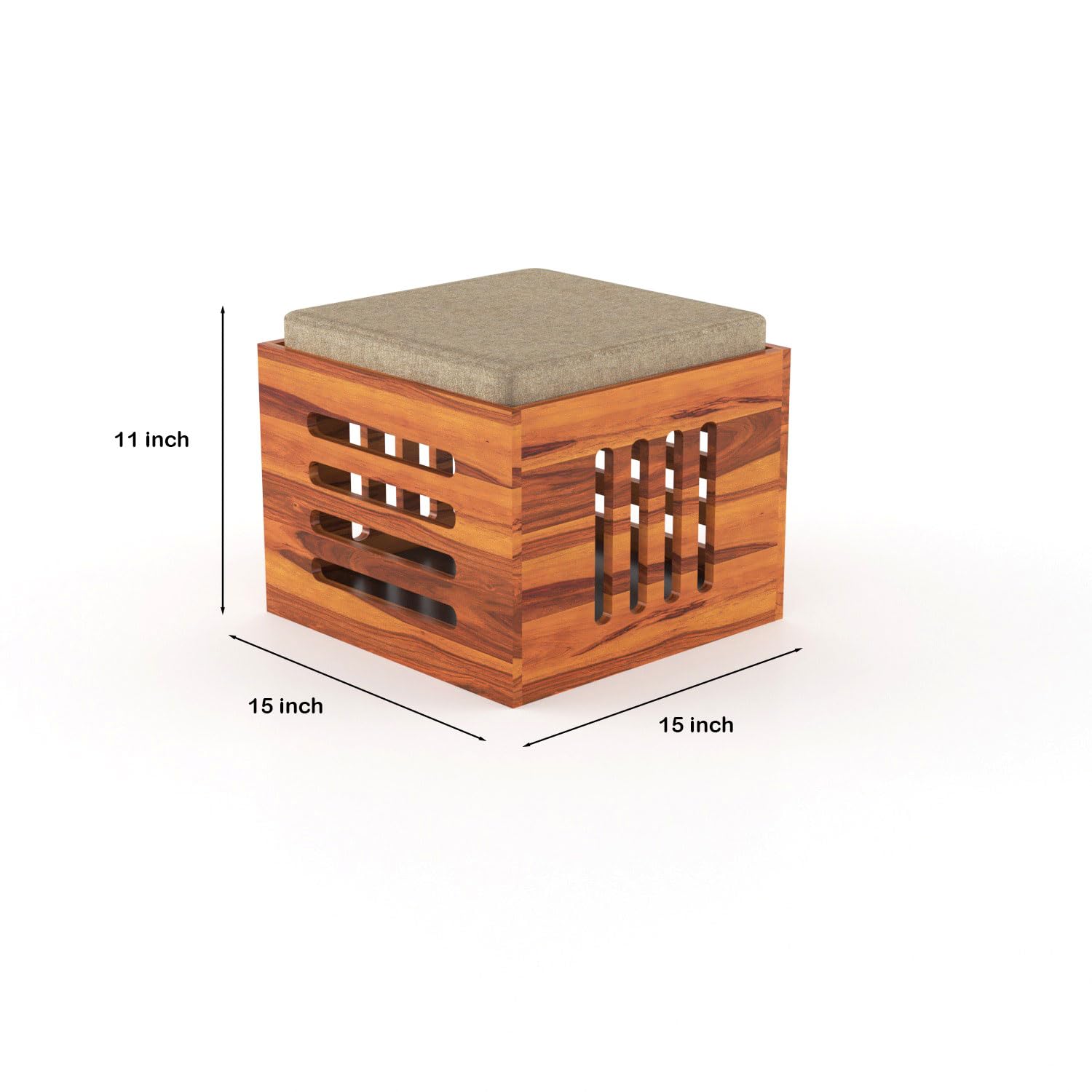 Nisha Furniture Sheesham Wood Coffee Table with 2 Cushioned Stools | Living Room