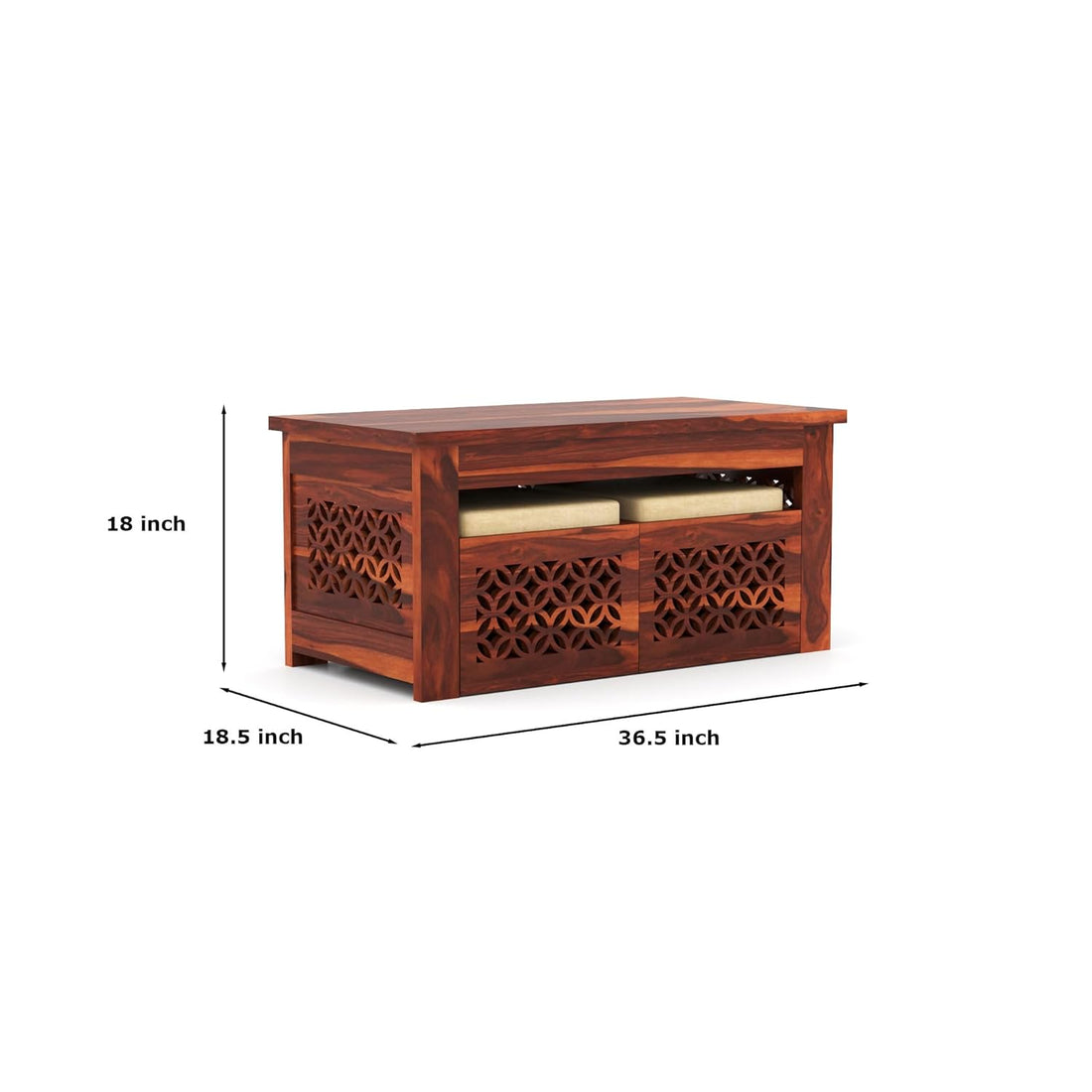 Nisha Furniture Coffee Table with 2 Designer Cushioned Stools
