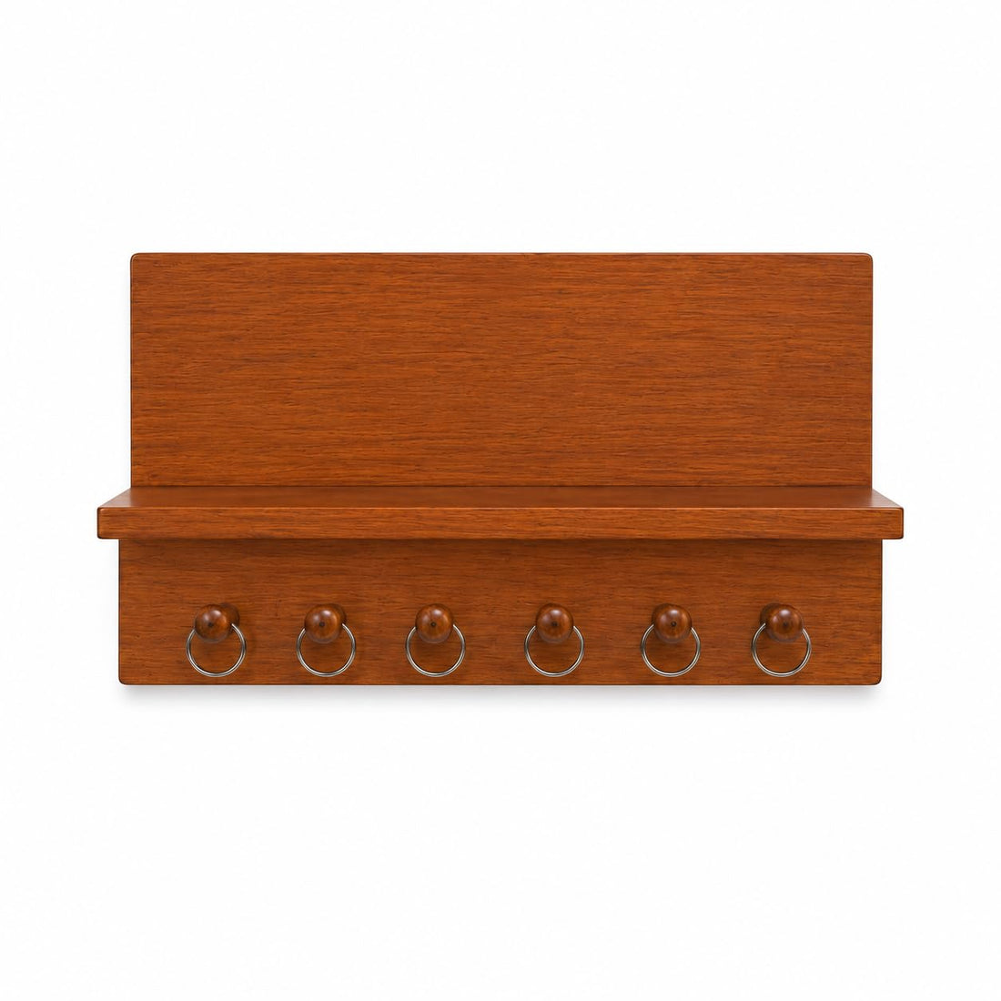Premium Wooden Wall Mounted Key Holder Shelf with Buddha & Plant Decor