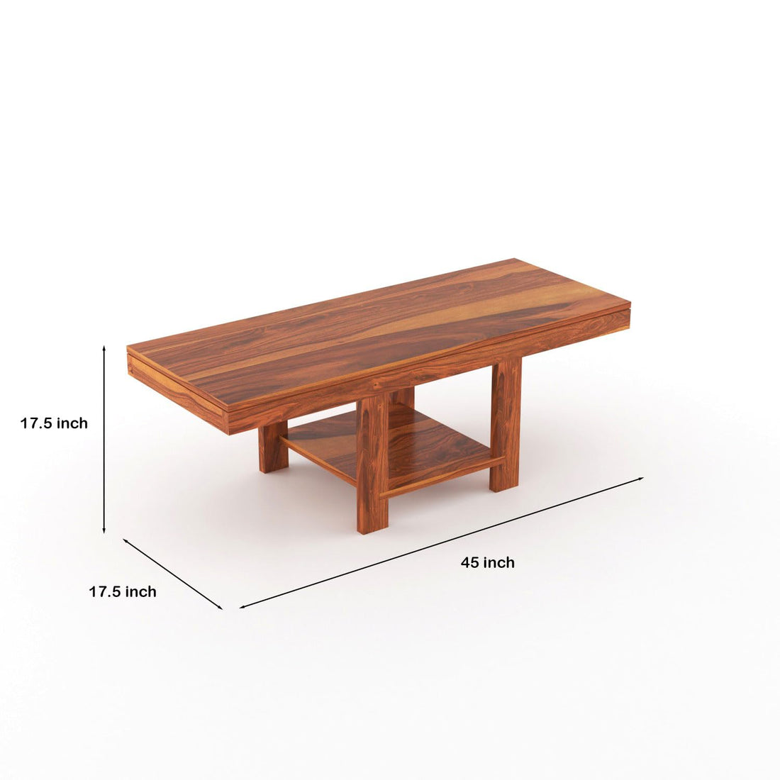 Nisha Furniture Sheesham Wood Coffee Table with 2 Cushioned Stools | Modern Living Room Center Table