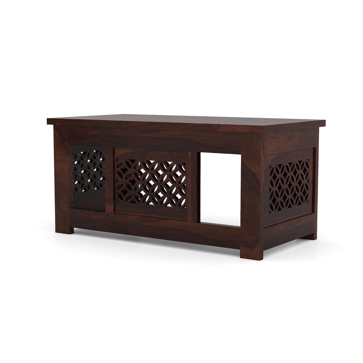 Nisha Furniture Coffee Table with 2 Designer Cushioned Stools