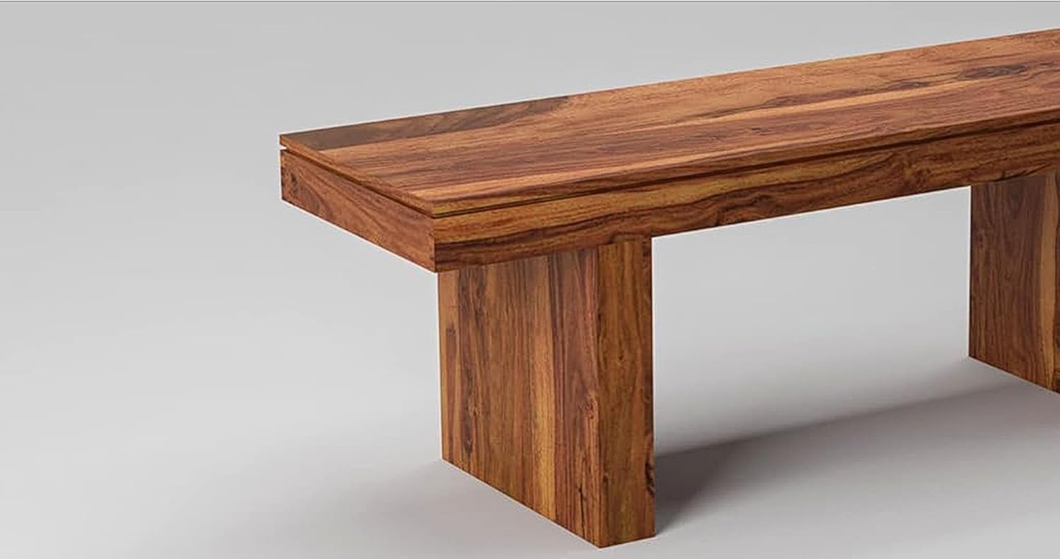 Nisha Furniture Solid Sheesham Wood Bench in Natural Finish