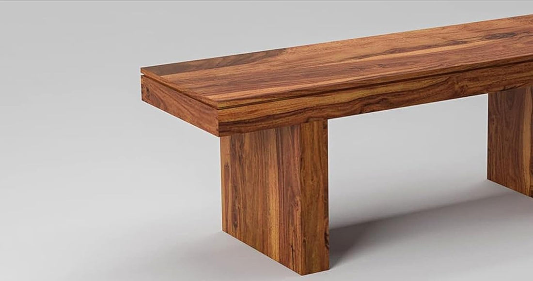 Nisha Furniture Solid Sheesham Wood Bench in Natural Finish