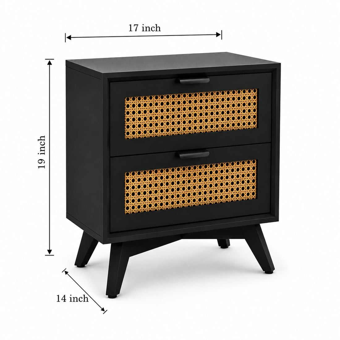 Nisha Furniture 2 Drawer Cane Bedside Table