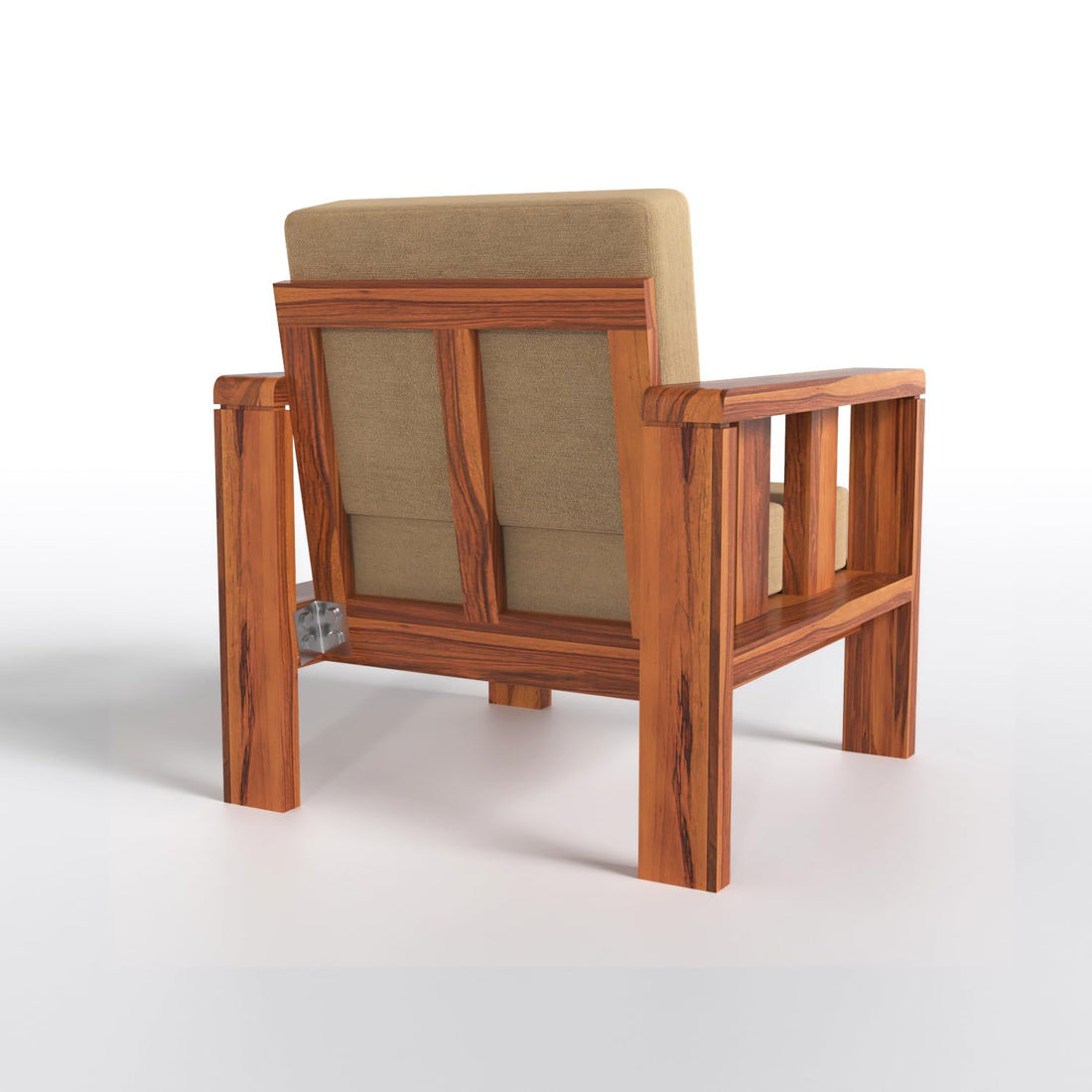 Solid Sheesham Wood 1 Seater Sofa Chair | Natural Armchair for Living Room
