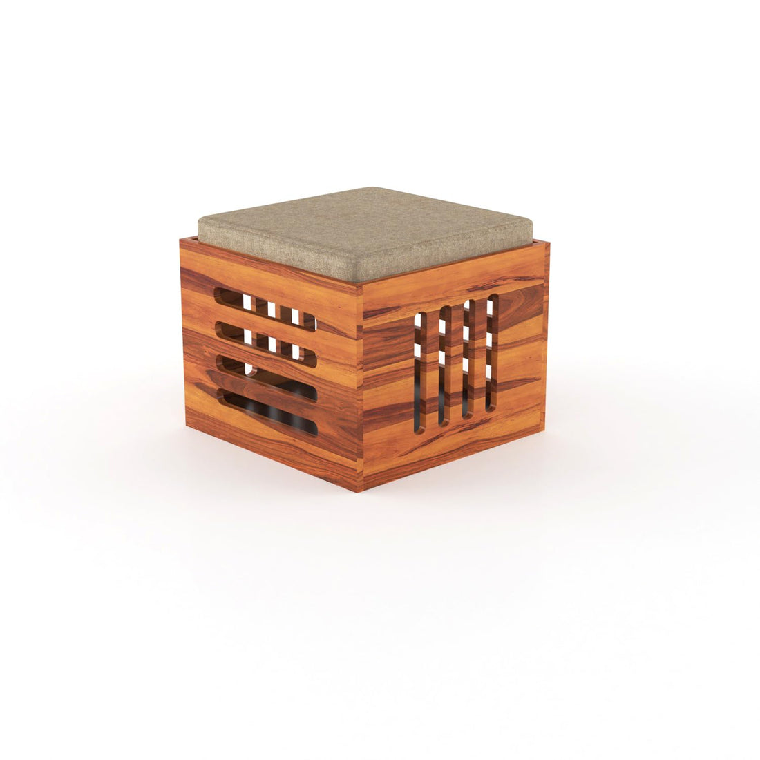 Nisha Furniture Sheesham Wood Coffee Table with 2 Cushioned Stools | Living Room