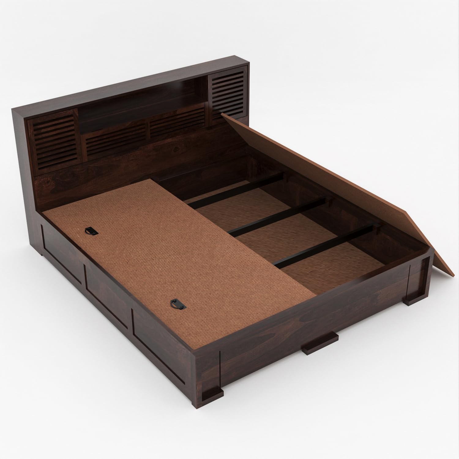 Nisha Furniture Solid Sheesham Wood Platform Bed with Storage