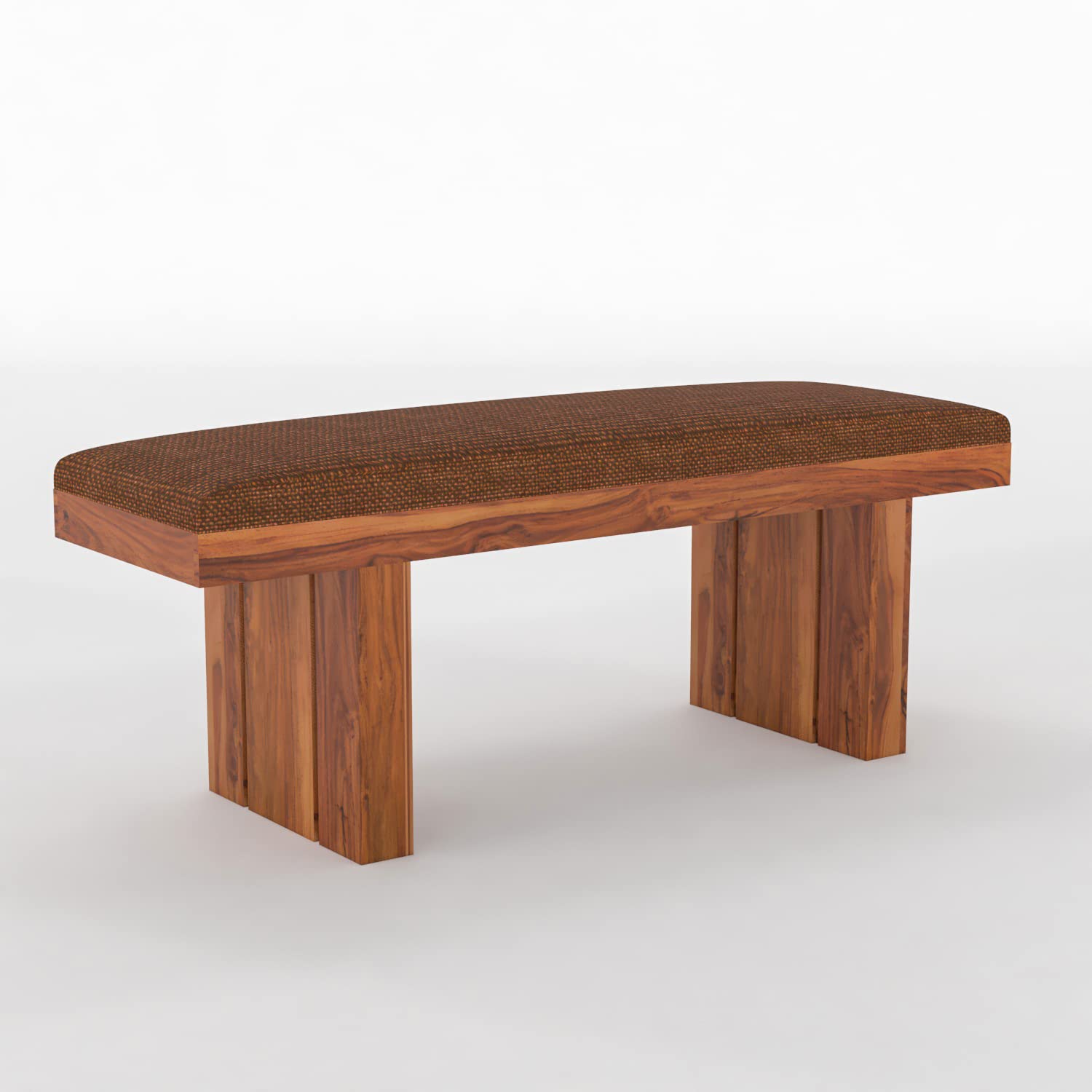 Solid Wood Upholstered Bench for Living Room, Bedroom & Dining | Modern Cushion Bench Seat