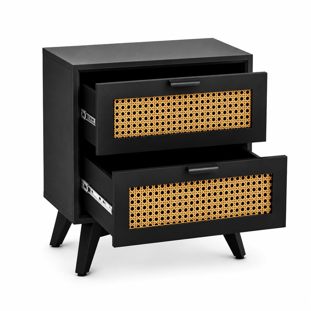 Nisha Furniture 2 Drawer Cane Bedside Table