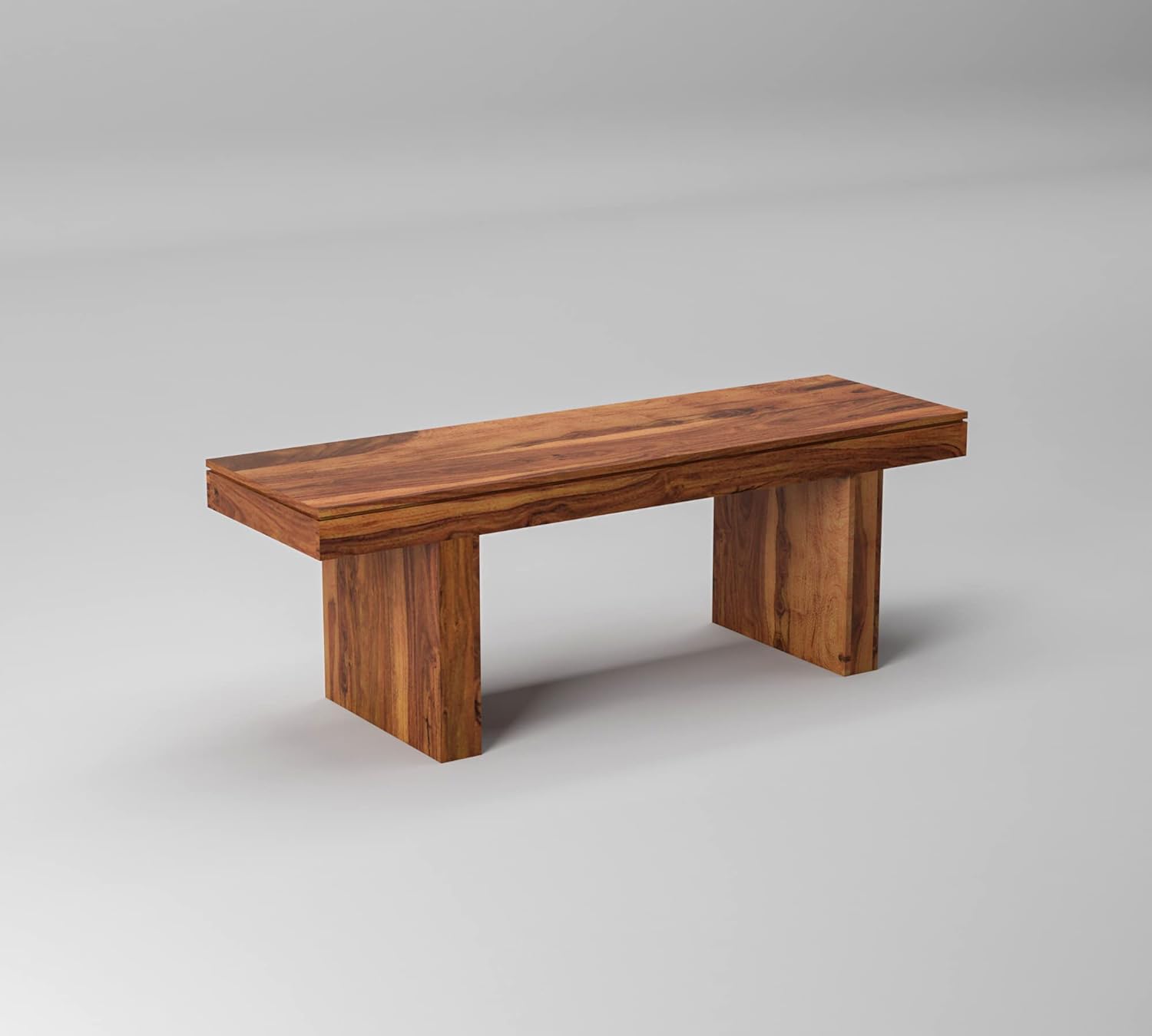 Nisha Furniture Solid Sheesham Wood Bench in Natural Finish