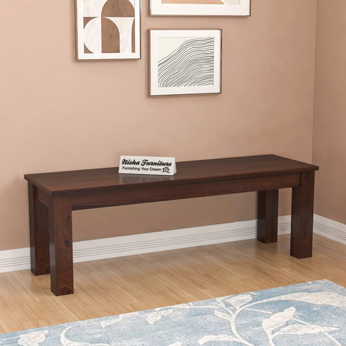 Solid Sheesham Wood Bench for Living Room, Bedroom & Dining | Modern Wooden Seating Bench