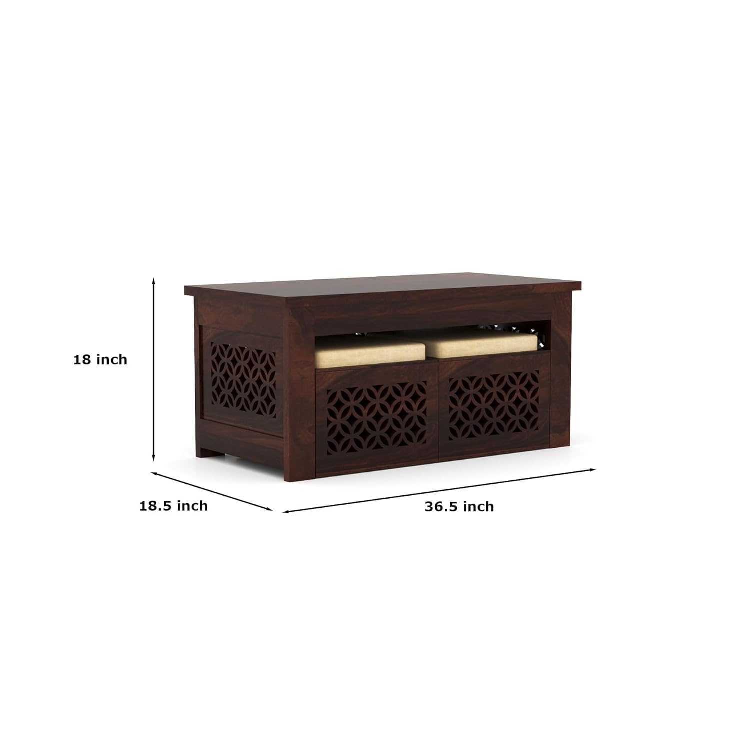 Nisha Furniture Coffee Table with 2 Designer Cushioned Stools