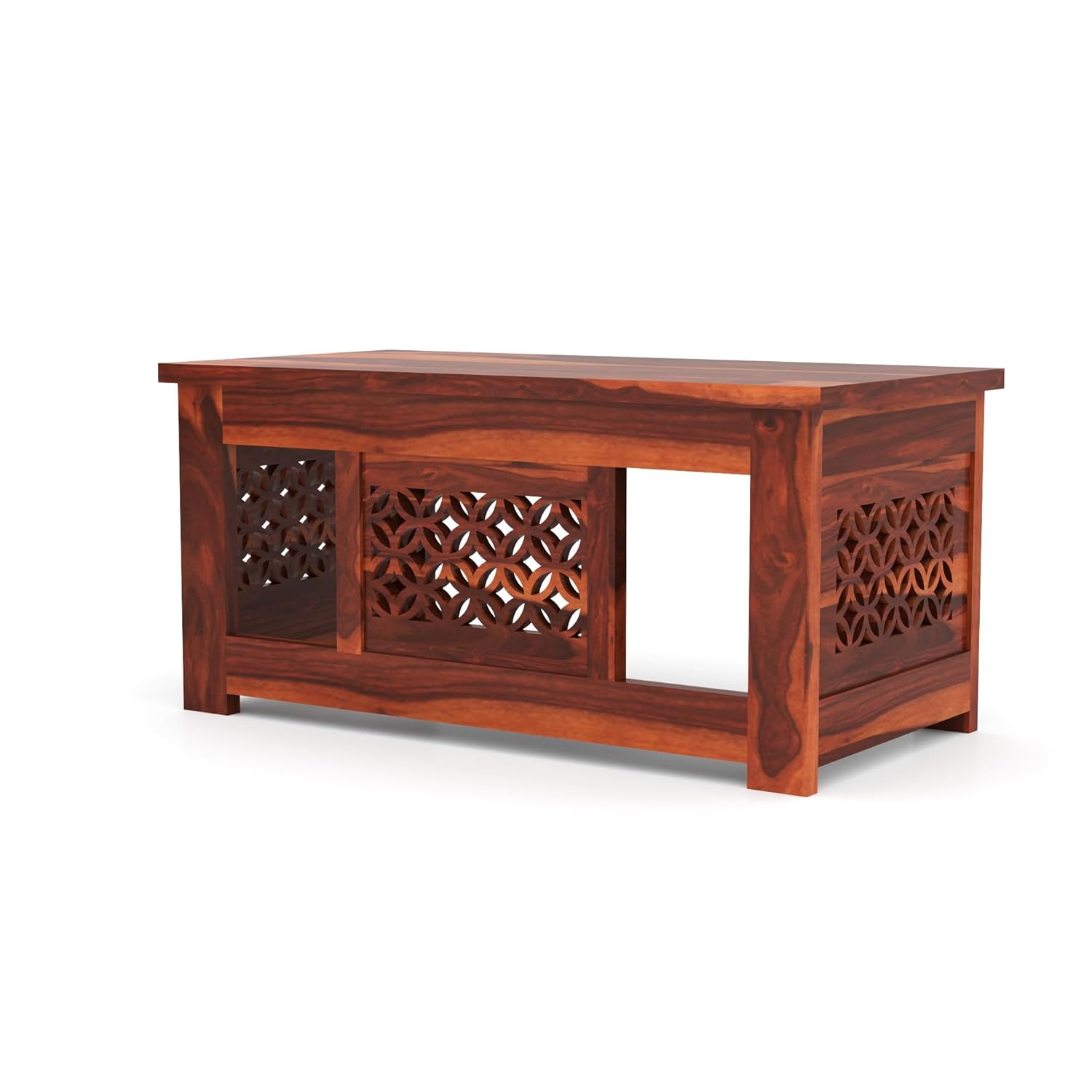Nisha Furniture Coffee Table with 2 Designer Cushioned Stools