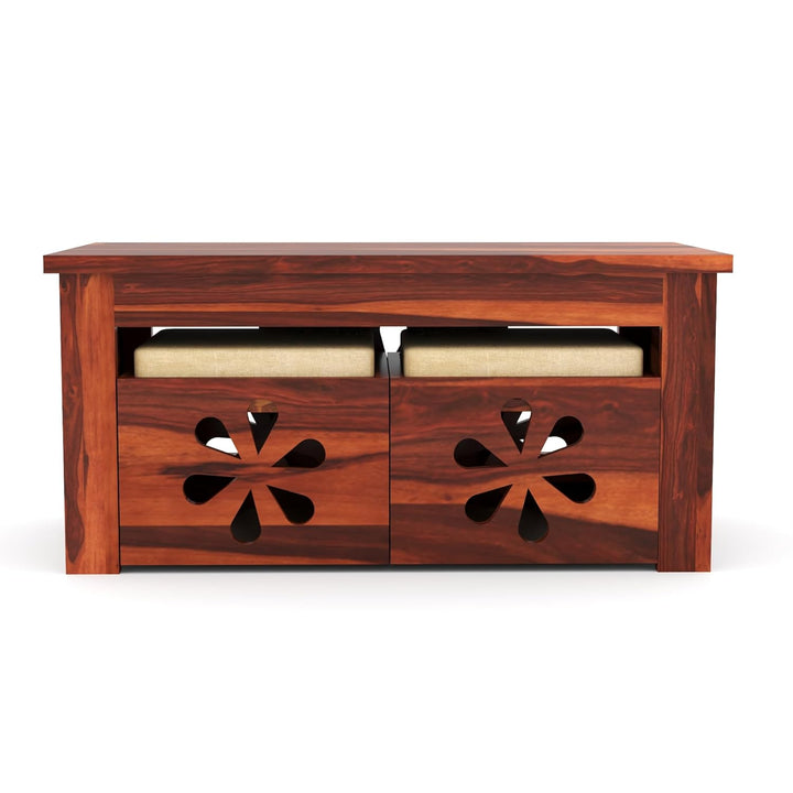 Nisha Furniture Coffee Table with 2 Cushioned Stools