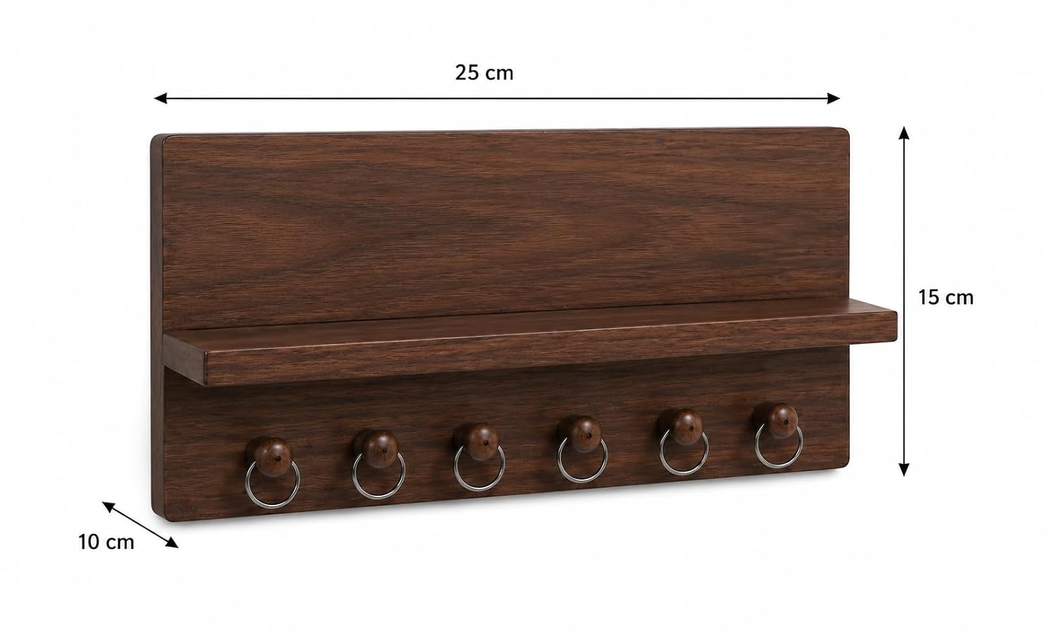 Wooden Wall Mounted Key Holder Shelf with Decorative Buddha & Plant Stand