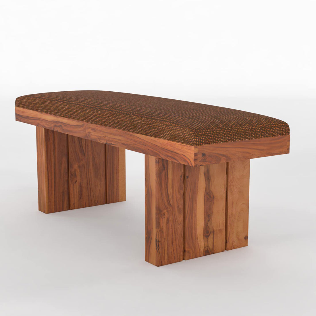 Solid Wood Upholstered Bench for Living Room, Bedroom & Dining | Modern Cushion Bench Seat